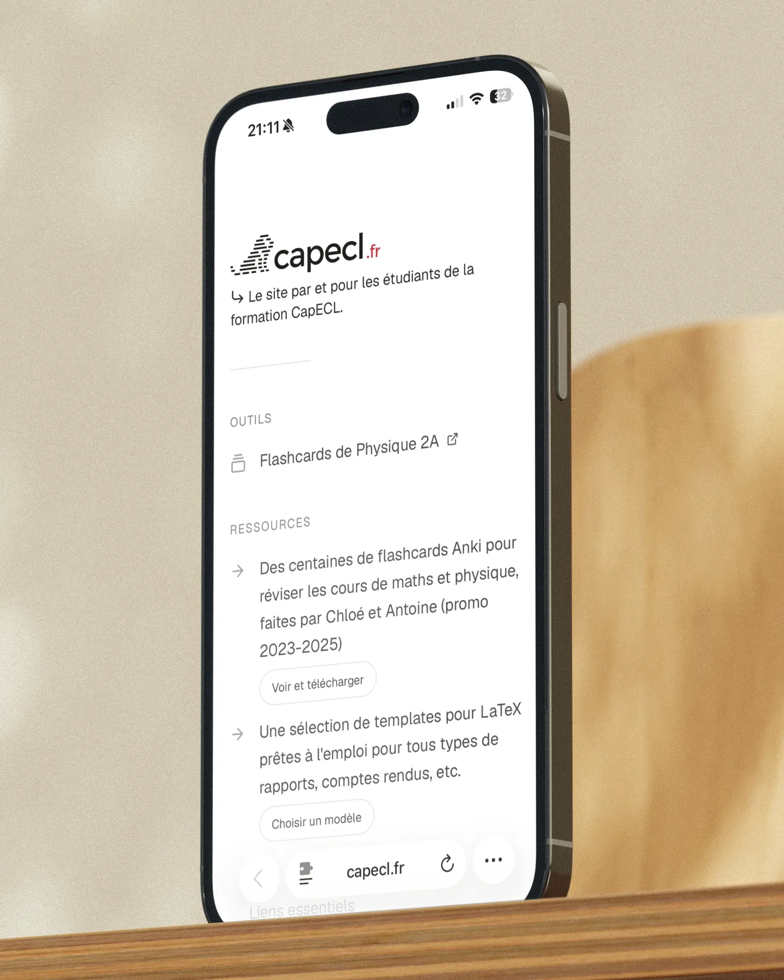 Mobile view of the CapECL website.