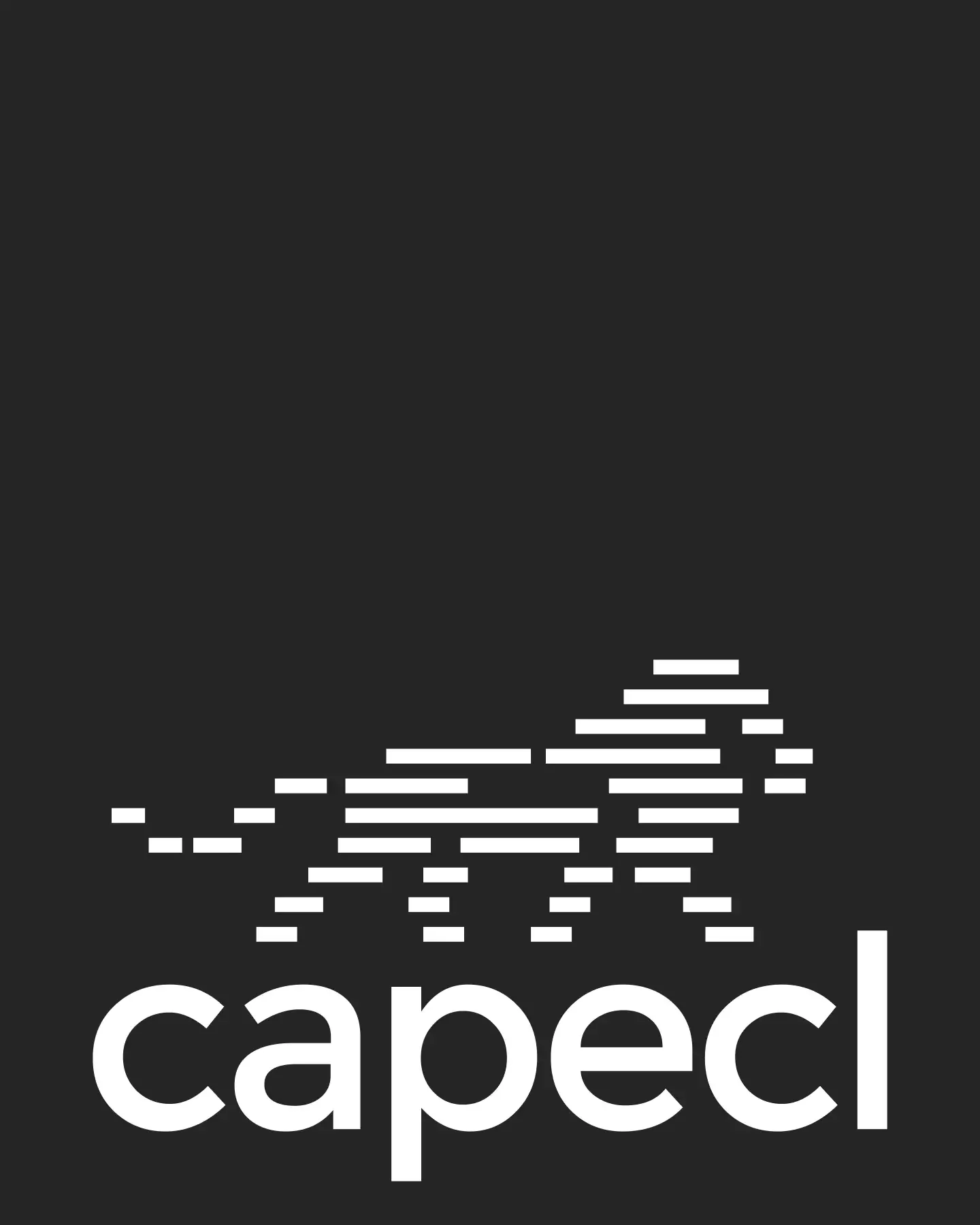 White CapECL wordmark built from horizontal lines on a black field.