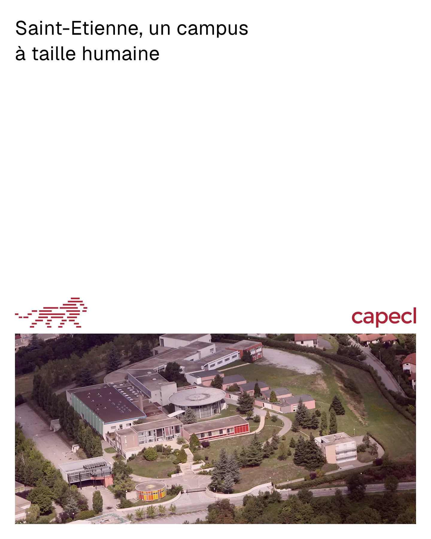 Saint-Étienne campus poster with an aerial photograph