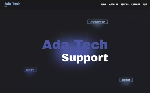 ADA-Tech landing page hero with gradient background