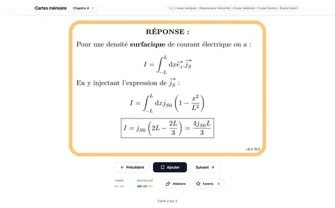 Physics flashcards viewer interface