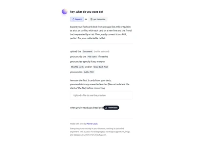Flashcards PDF preview showing study cards in two columns