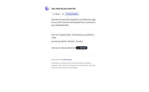 Flashcards generator interface with LaTeX inputs